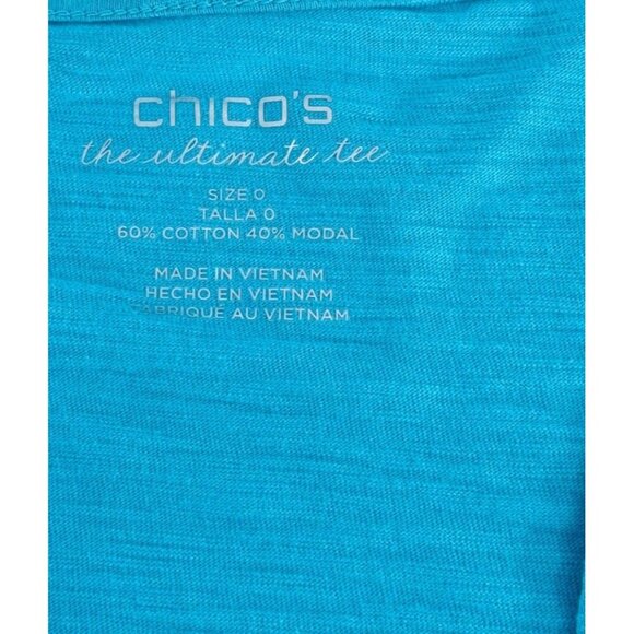 Chicos The Ultimate Tee Turquoise Cardigan Size 0 Samll Open Front Modal Blend - Picture 2 of 4